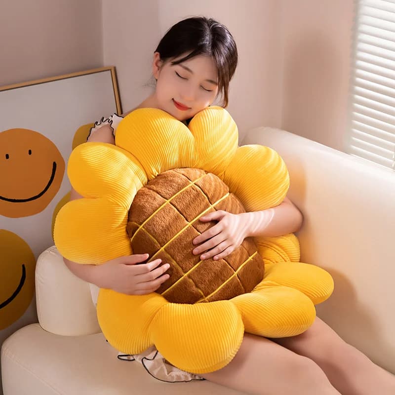 Cuscino a forma di girasole per adulti, per divano, soggiorno, camera da letto, finestra a bovindo, antiscivolo, traspirante, confortevole per lunghe sedute, cuscino decorativo