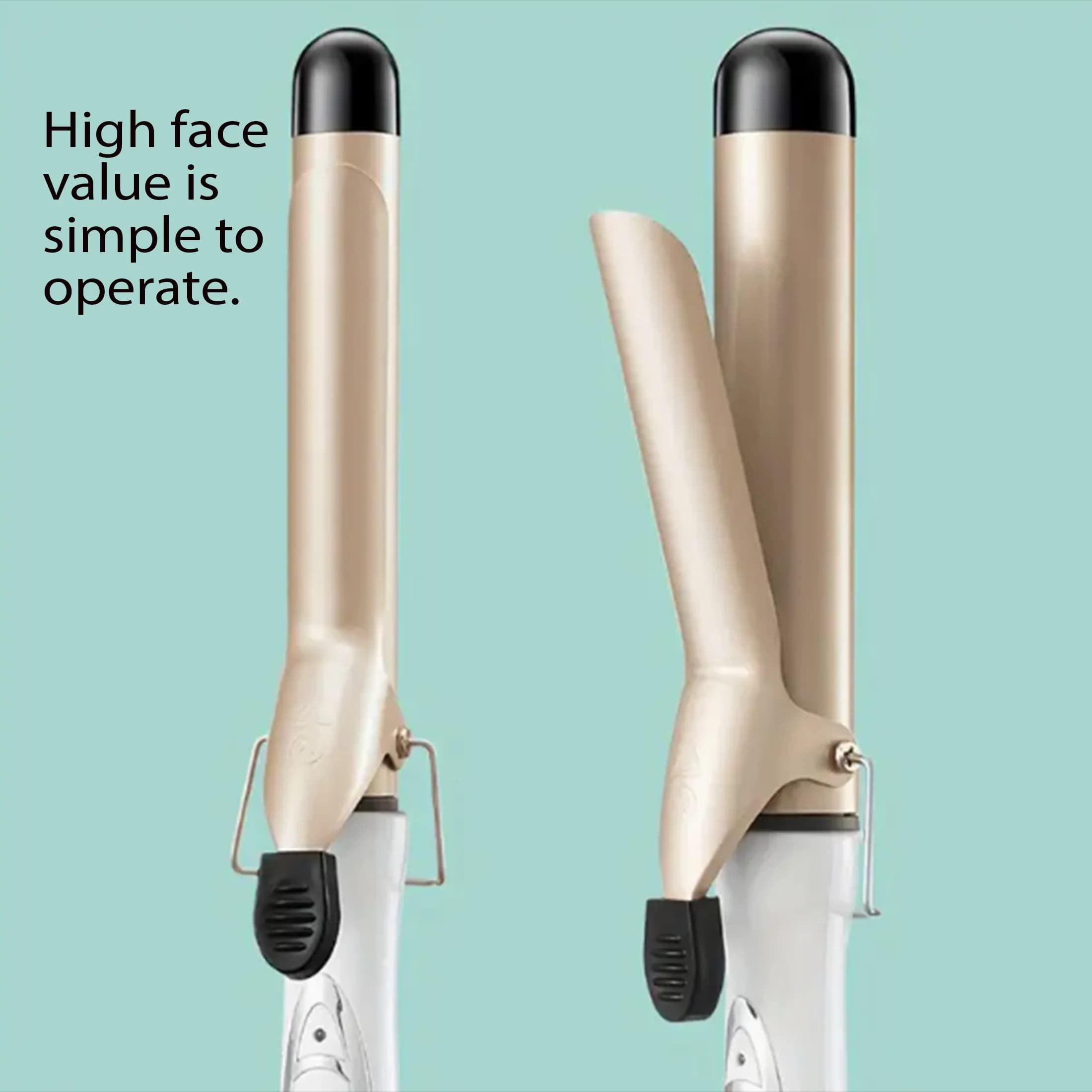 Double barrel curling iron 32 mm and 25 mm: big waves and curly hair, American plug, fashionable black gold design, suitable for long hair.