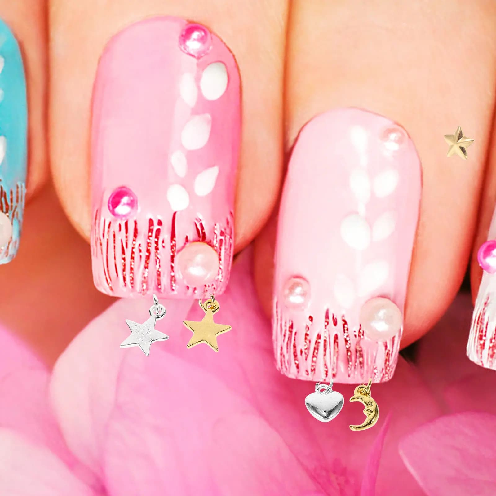 Set di 1 ciondolo per nail art, kit di strumenti per foratura fai-da-te, set di ciondoli leggeri e compatti per unghie, accessorio perfetto per manicure