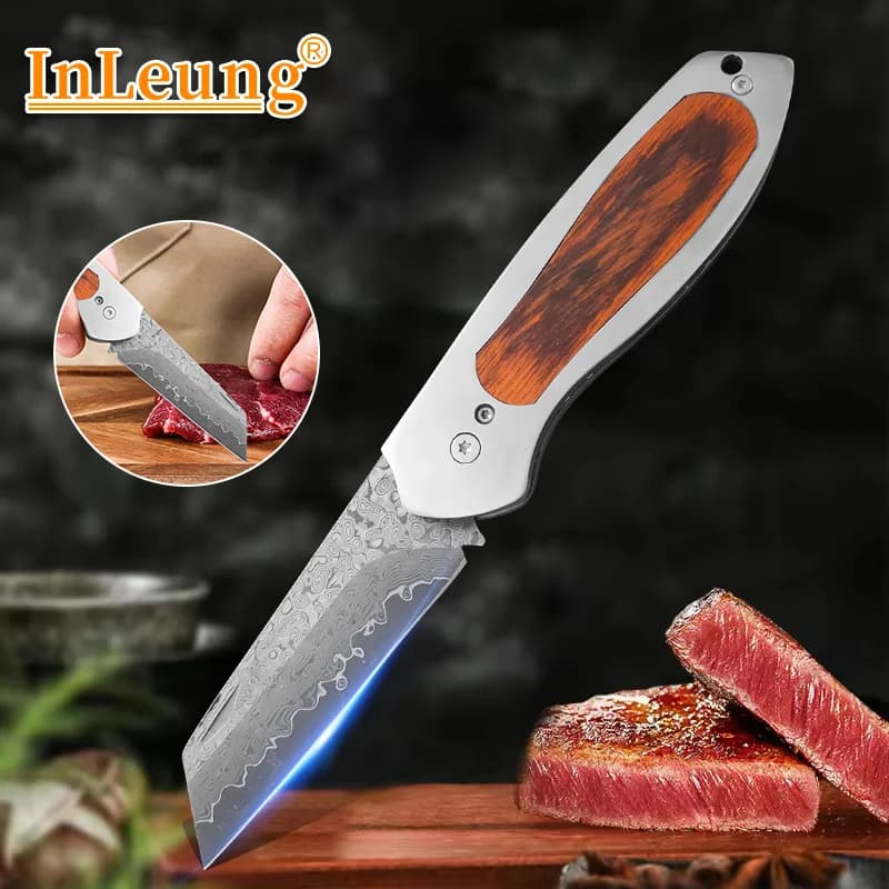 Coltello Pieghevole con Manico in Legno Colorato, Accessorio da Cucina Multifunzione, Coltello per Disossare, Pelapatate e Coltello da Sbucciatura