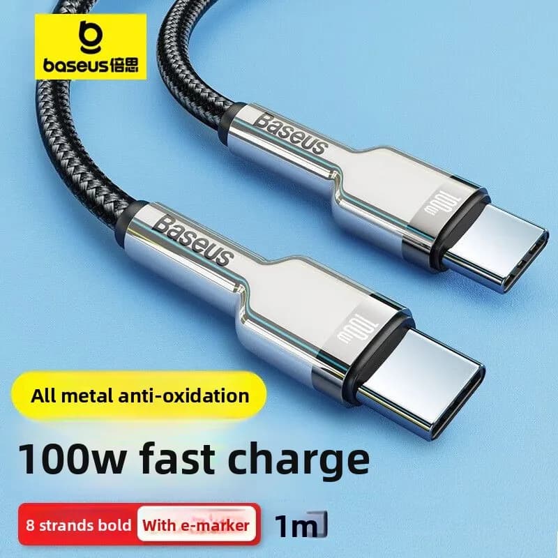BASEUS PD100W cavo dati in metallo a ricarica rapida durevole e ad alta potenza adatto per laptop Apple 15 Apple 16 telefoni Huawei