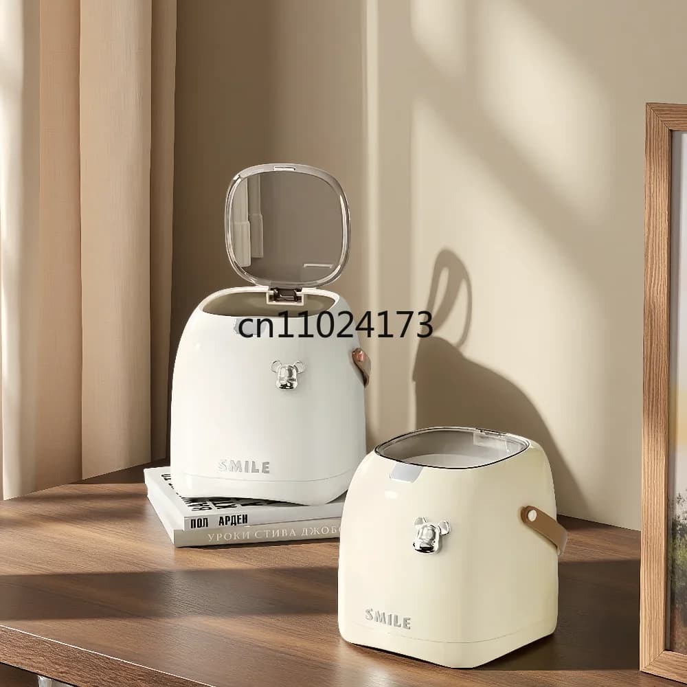 Beishan 2L pattumiera da tavolo di lusso piccola pattumiera con manico, elegante pattumiera per ufficio/camera da letto/soggiorno compatta ed elegante