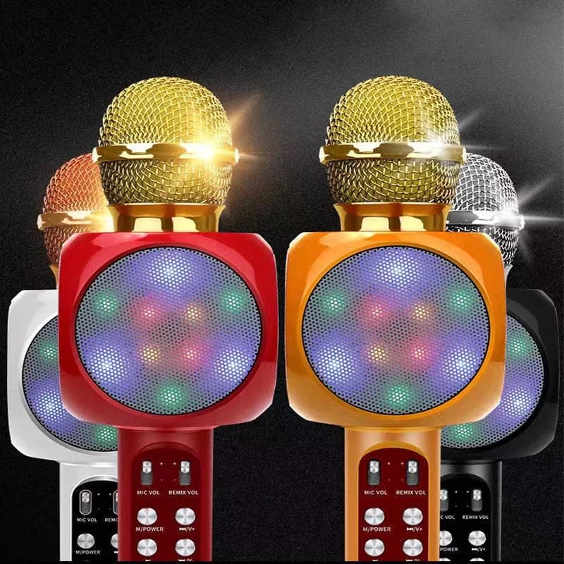 WS1816 Microfono multifunzionale per bambini Microfono Bluetooth wireless 5 in 1 con altoparlante portatile con luci a LED