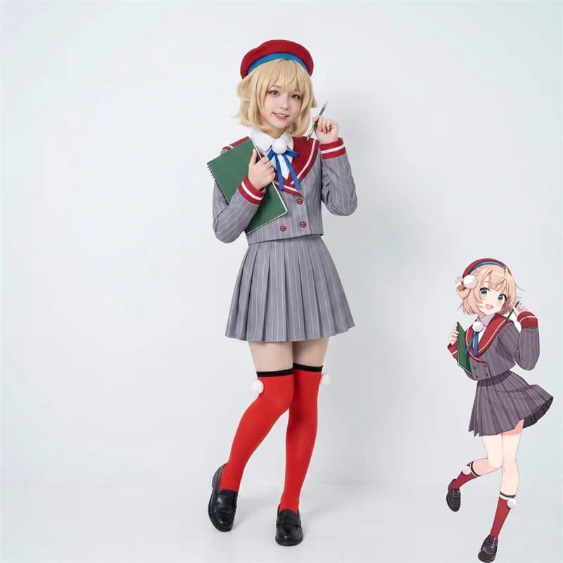 Costume Cosplay Vtuber Shigure Ui: Cappotto, Gonna, Cappello, Uniforme JK, Set Completo con Accessori per Feste di Halloween e Giochi di Ruolo