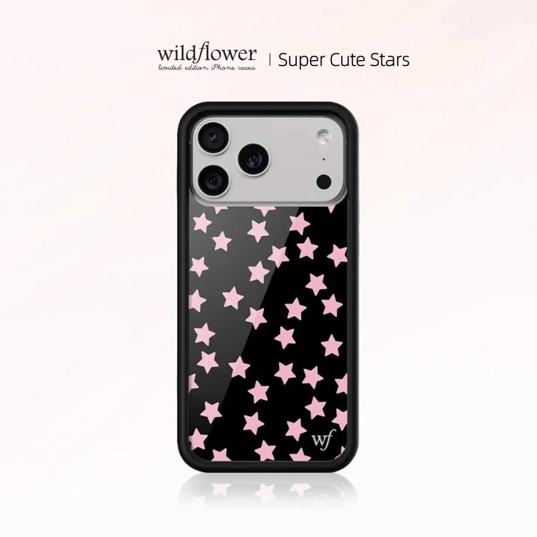 Cover per iPhone Wildflower Super Cute Stars per iPhone 12 13 14 15 16 17 Pro Max 17ProMax Plus Air con effetto scintillante Stardust