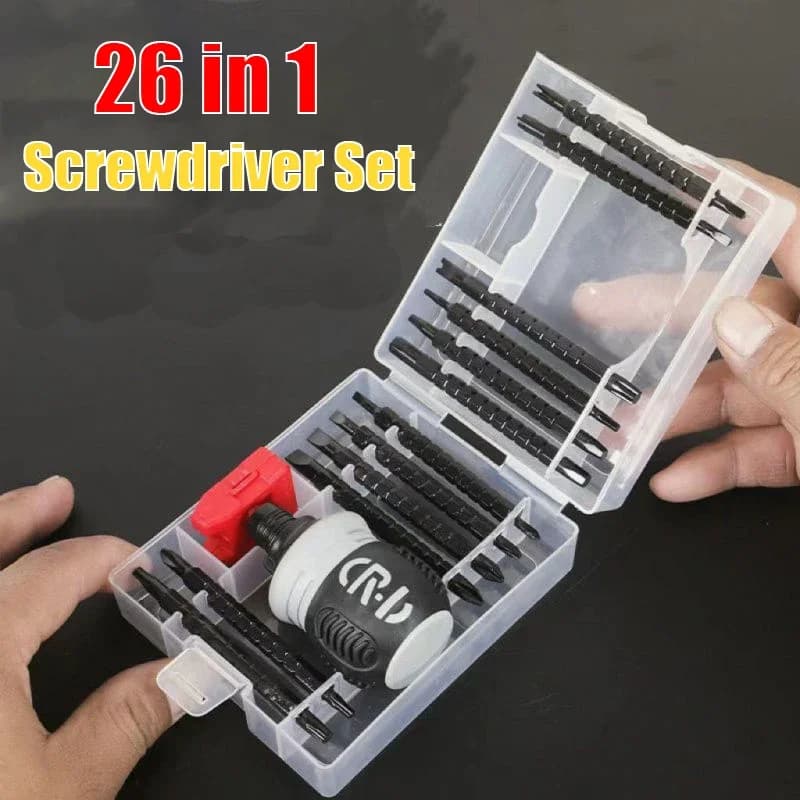 Set di cacciaviti a cricchetto 26 in 1 Utensile manuale per cacciavite telescopico a doppio scopo con testa magnetica per risparmiare manodopera