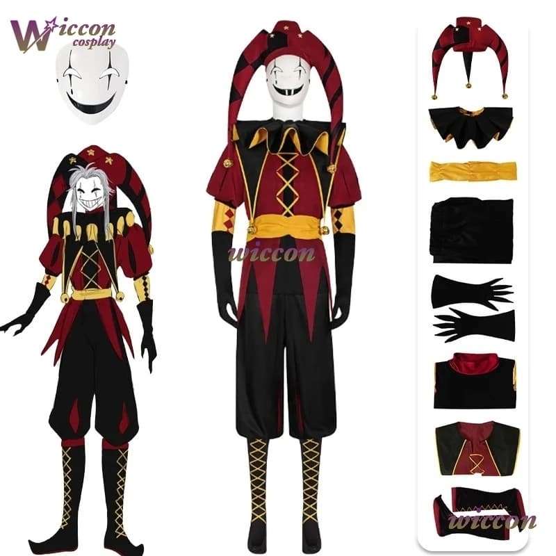Set Maschera Cosplay Yumekiri The Freak Circus Pierrot Clown, Accessorio per Personaggi Anime, Costume per Halloween, Natale e Feste