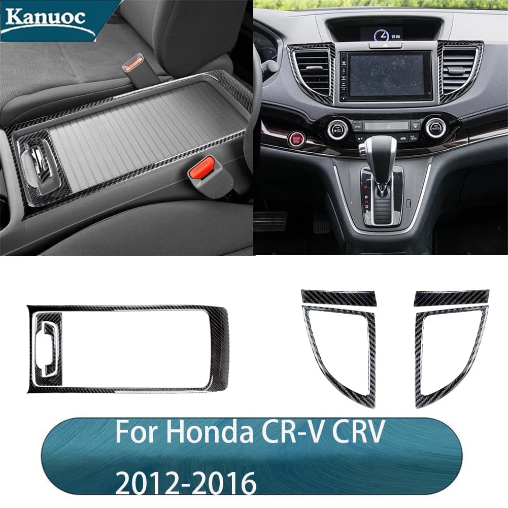 Adesivi neri in fibra di carbonio per Honda CR-V CRV 2012 2013 2014 2015 2016 Copertura Trim Accessori decorativi per interni auto