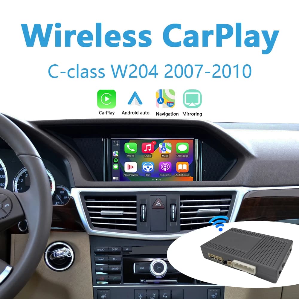 Mercedes W204 Apple CarPlay NTG4.0 Interface Retrofit Wireless Android Auto Plug and Play Support Phone Mirror Camera Retrofit