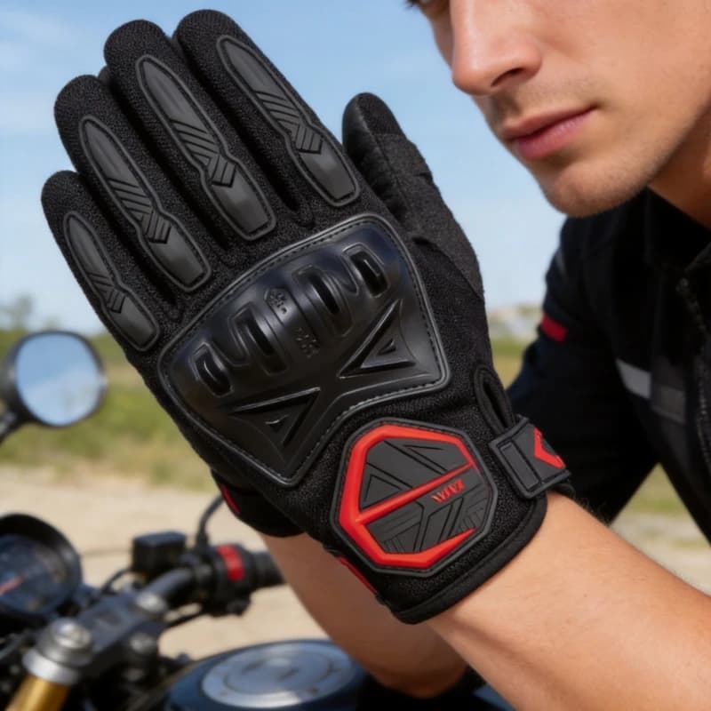 Summer Motorcycle Gloves Full Finger Touchscreen Anti-Slip Glove for Riding Breathable Protective Wear-Resistant Gear S-2XL