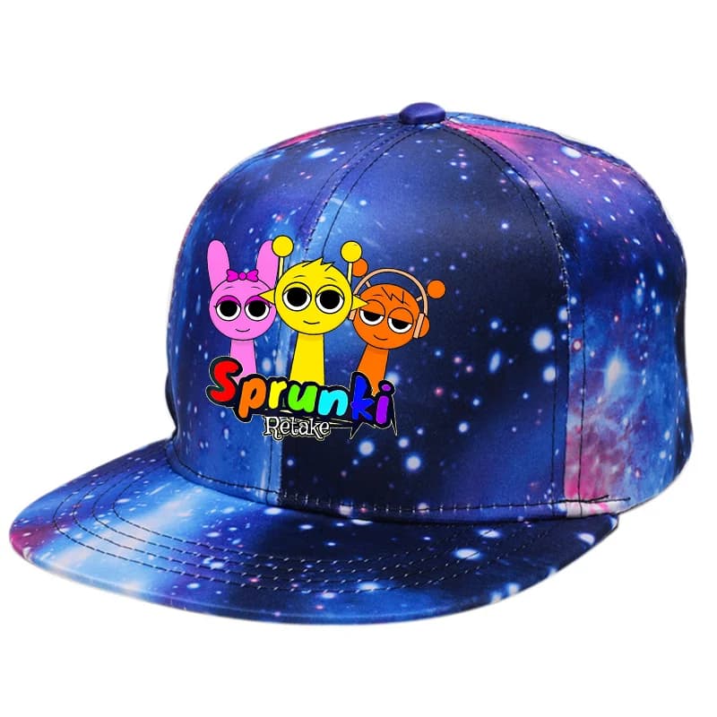Sprunkis Baseball Hats Fashion Starry Sky Cartoon Anime Game Figure Print Street Dance Caps Boys Girls Trend Hip Hop Hat Gift