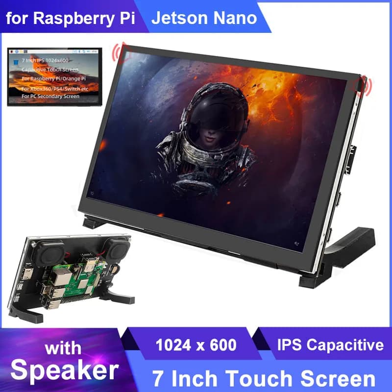 Touch screen Raspberry Pi 7 inch LCD IPS 1024x600 with speaker for secondary screen Raspberry Pi 5 4 3B+ 3B / Jetson Nano PC