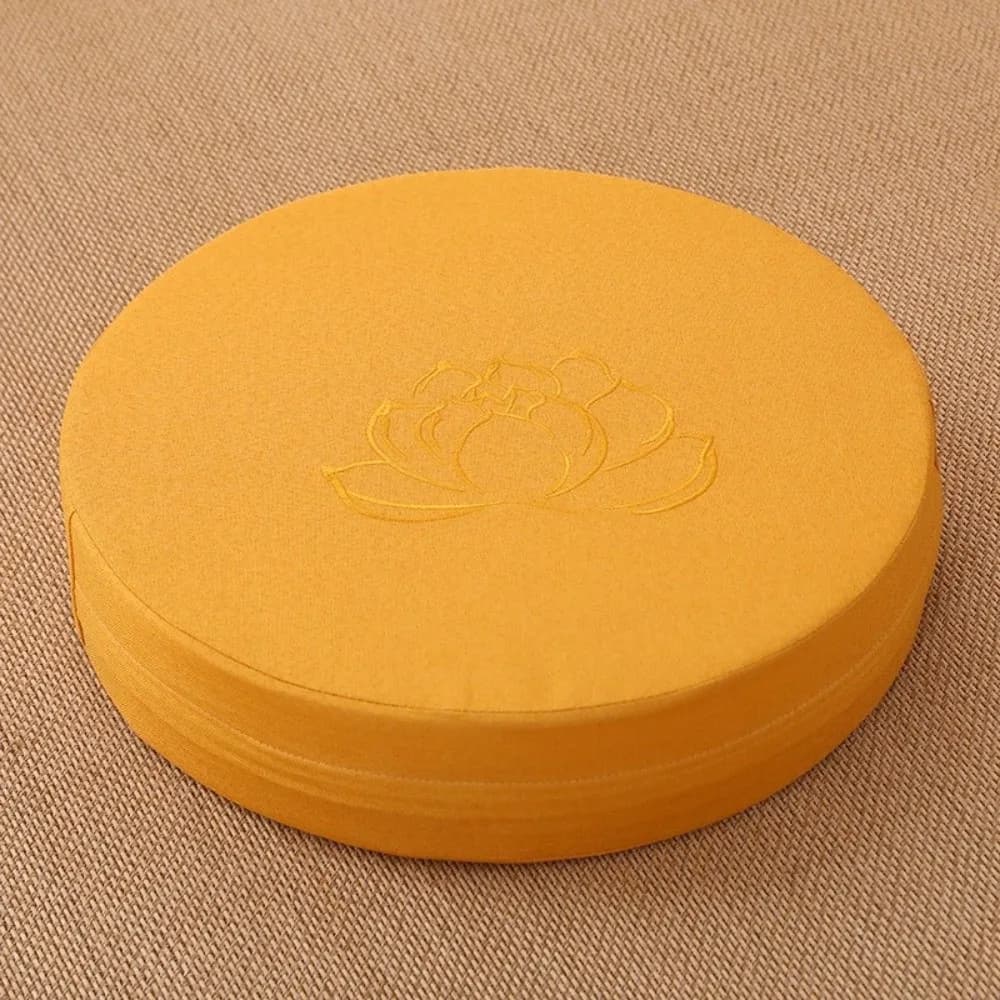 Cuscino per meditazione yoga semplice ricamato con loto, fodera rimovibile lavabile, tappetino Tatami, cuscino futon in lino con imbottitura ispessente rotonda