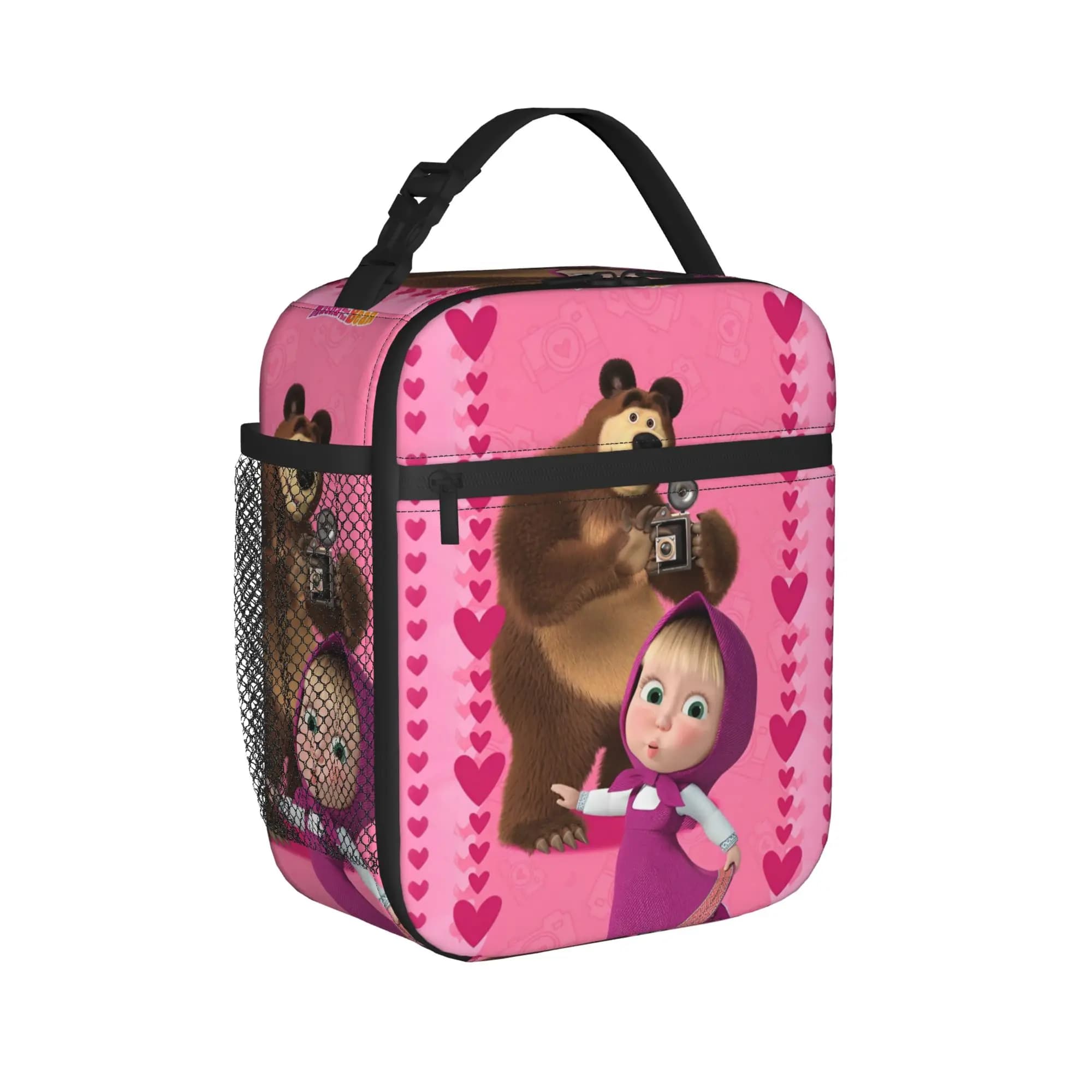 Borsa Termica per il Pranzo con Personaggi dei Cartoni Animati M-Masha e Orso, Contenitore Termico Riutilizzabile per la Scuola
