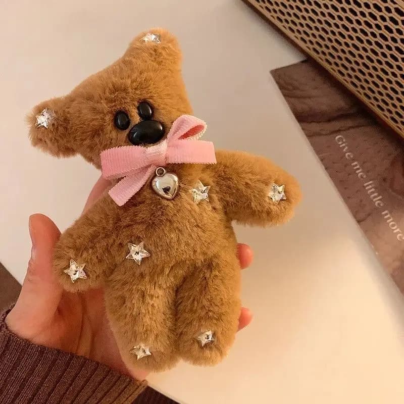 1 fermaglio per capelli in peluche con simpatico orsacchiotto per l'autunno e l'inverno, con una clip con frangia sul lato e una fascia per orsacchiotti