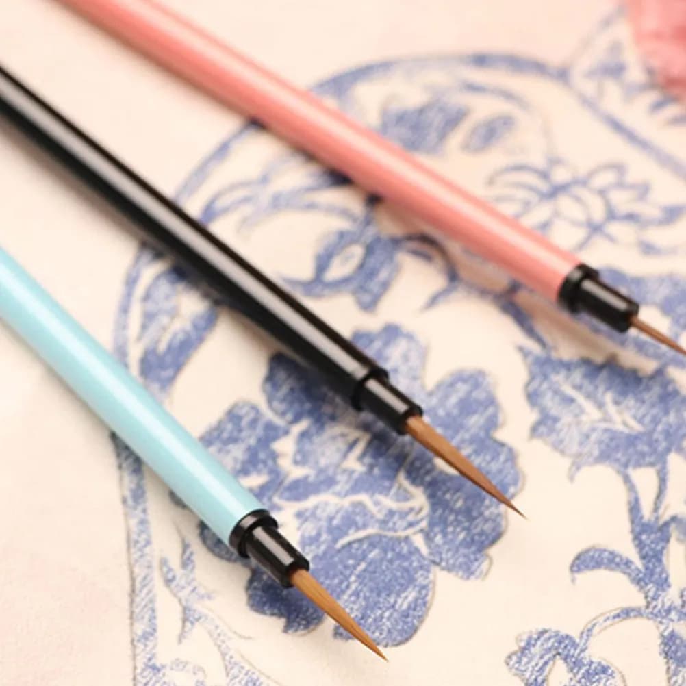 3Pcs Detail Fine Paint Brushes Chinese Calligraphy Brush Set for Watercolor Painting Lightweight Fine Tip Drawing Art Brush