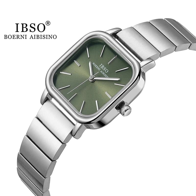 IBSO 2022 New Women's Quartz Watch Movement Japanese Waterproof Stainless Steel Strap Square Square Dial Ladies Wrist Watch