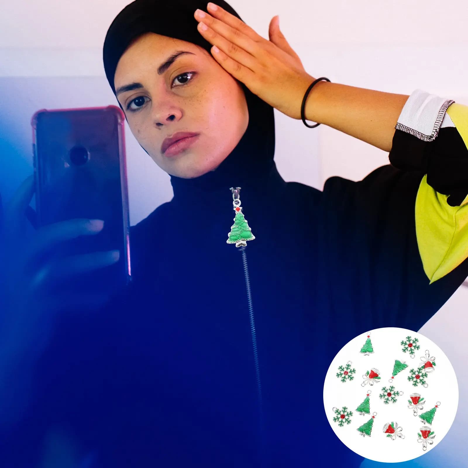 Set di 15 Ciondoli Natalizi in Lega per Fai da Te, per Collane, Bracciali, Orecchini, Albero di Natale, Fiocco di Neve, Campanella, Accessori Regalo