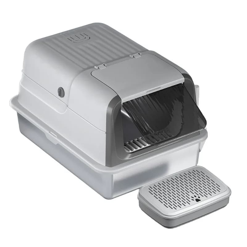 stainless steel cat litter box oversized semi-closed cat toilet anti-splash and scratch-resistant cat litter box