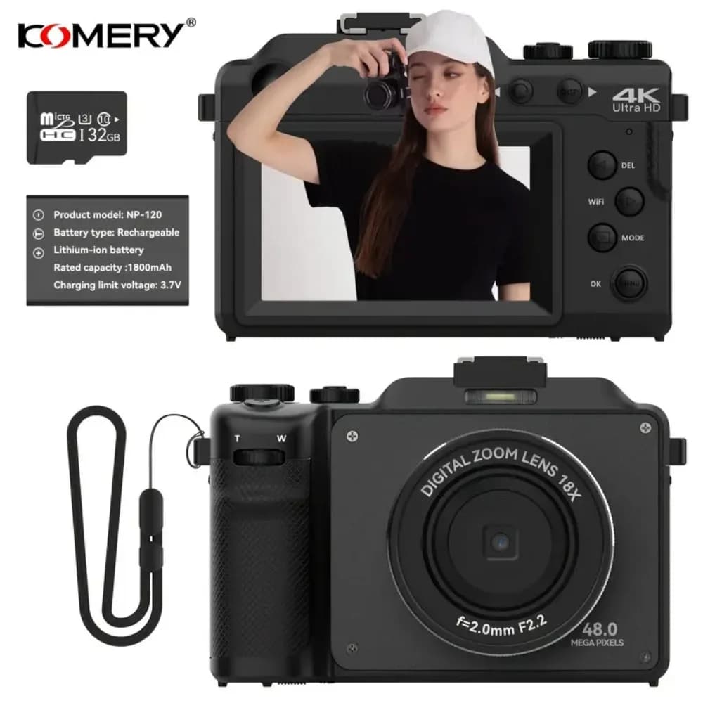 Fotocamere digitali 4K per la fotografia Zoom digitale 18X fotocamera Campact Anti-Shake 48MP WiFi messa a fuoco automatica YouTube Vlogging videocamera