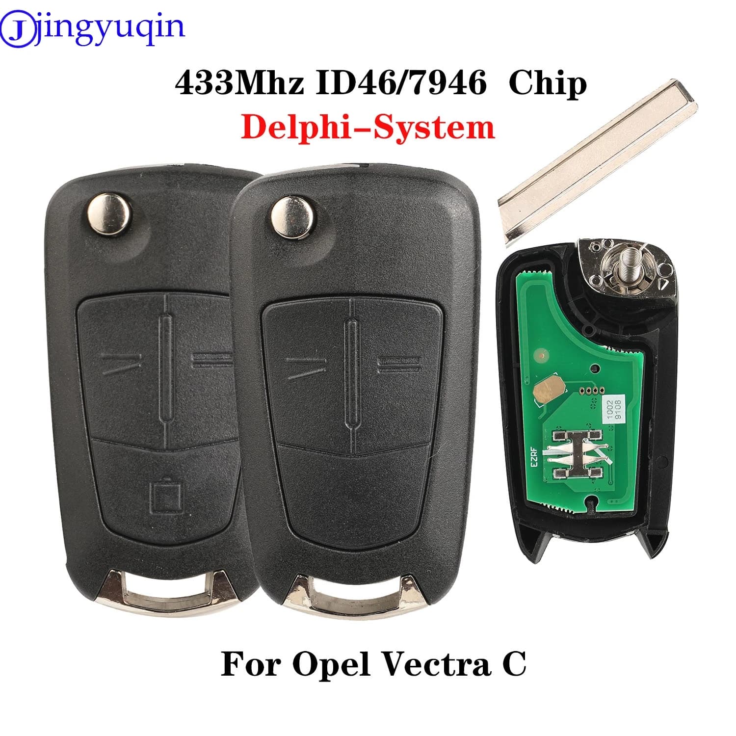 Jingyuqin Nuovo A Distanza 433 Mhz ID46/PCF7946 Chiave Dell'automobile Per Opel Vectra C Delphi-System Hu43 Lama Pieghevole Chiave Caso di Controllo Della Copertura