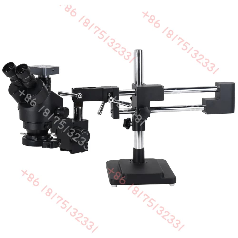 Microscopio stereo trinoculare con fotocamera dual boom stand 3.5X-90X 48 MP per il microscopio di riparazione IC da laboratorio
