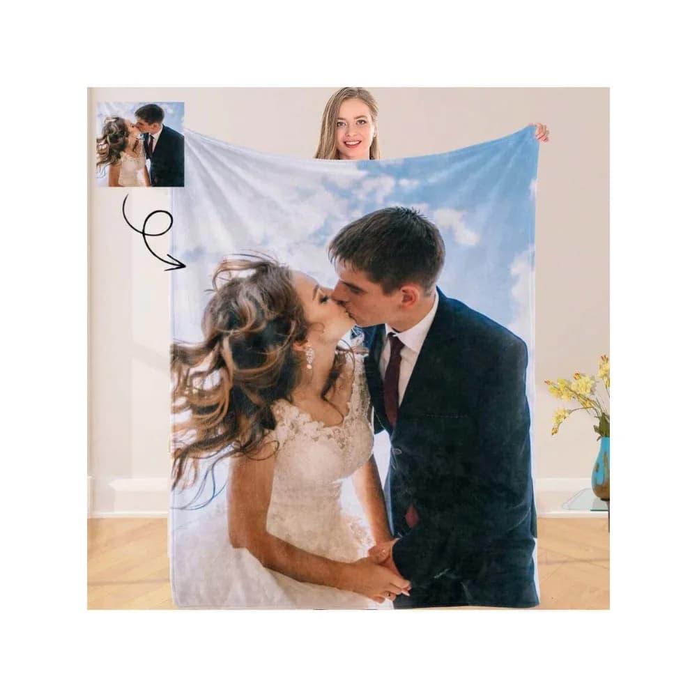 1PC Coperta personalizzata personalizzata Foto personale Coperta da letto in flanella Compleanno Matrimonio Coppia San Valentino per regalo amante