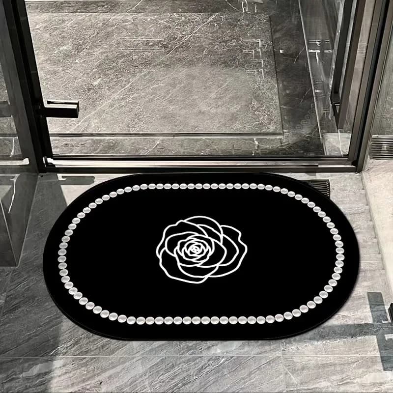 VIKAMA Bathroom door mat, simple and fashionable bathroom mat, anti-slip, easy to clean and absorb water.