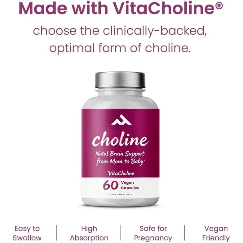 Integratore Prenatale di Colina 550mg in Capsule, Vitamine Naturali per Donne