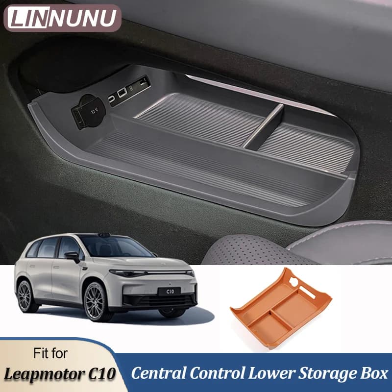 LINNUNU TPE auto di Controllo Centrale Scatola di Immagazzinaggio Inferiore pad Per Leapmotor C10 2025 2026 Organizer Auto Protezione Accessori Interni
