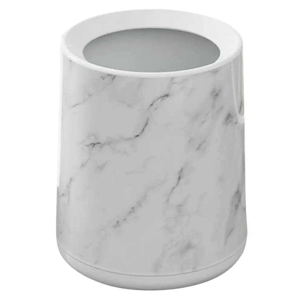 Marble Pattern Desktop Trash Can Compact Mini Waste Basket for Bathroom Kitchen Bedroom Office Restroom Small Space Countertop