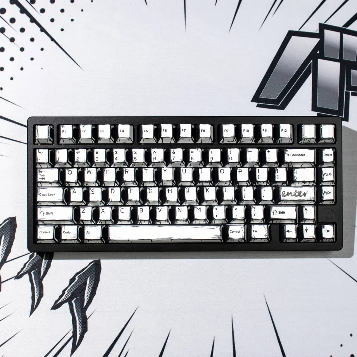 Keycaps Manga Bianchi in PBT, Profilo Cherry, Keycaps Retro Personalizzati Anime per Tastiere Meccaniche con Switch Cherry MX