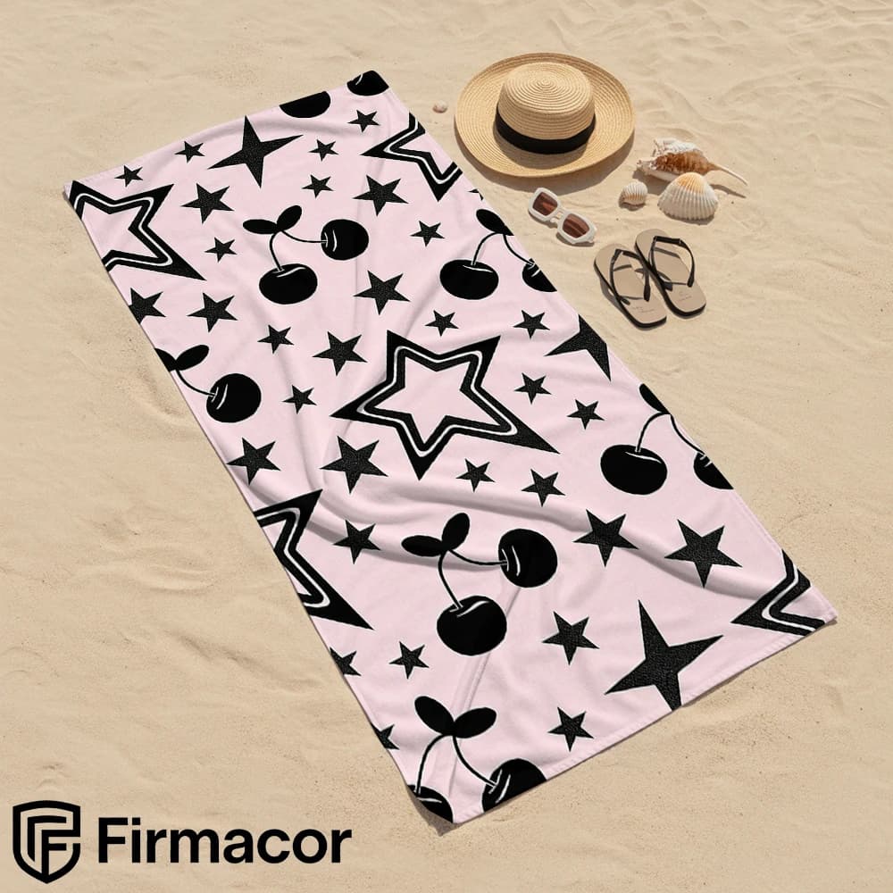 Cherry Star Print Cartoon Anime Beach Towel Microfiber Quick Dry Super Absorbent Soft Bath Towel for Kids Adults Travel