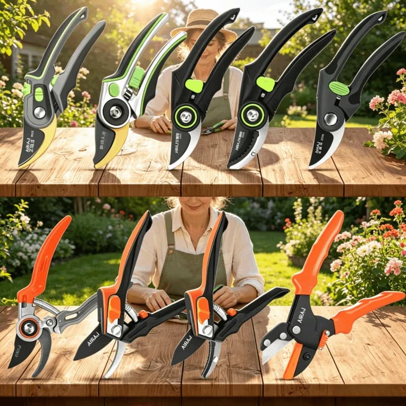 AIRAJ SK5 Pruning Shears – Multi-Gear Adjustable Large Opening, Ergonomic Non-Slip Handle Garden Clippers Secateurs​
