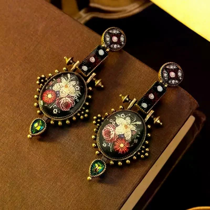 Gioielli Etnici di Alta Gamma con Design Floreale in Stile Vintage, Elegante Regalo con Motivi Etnici