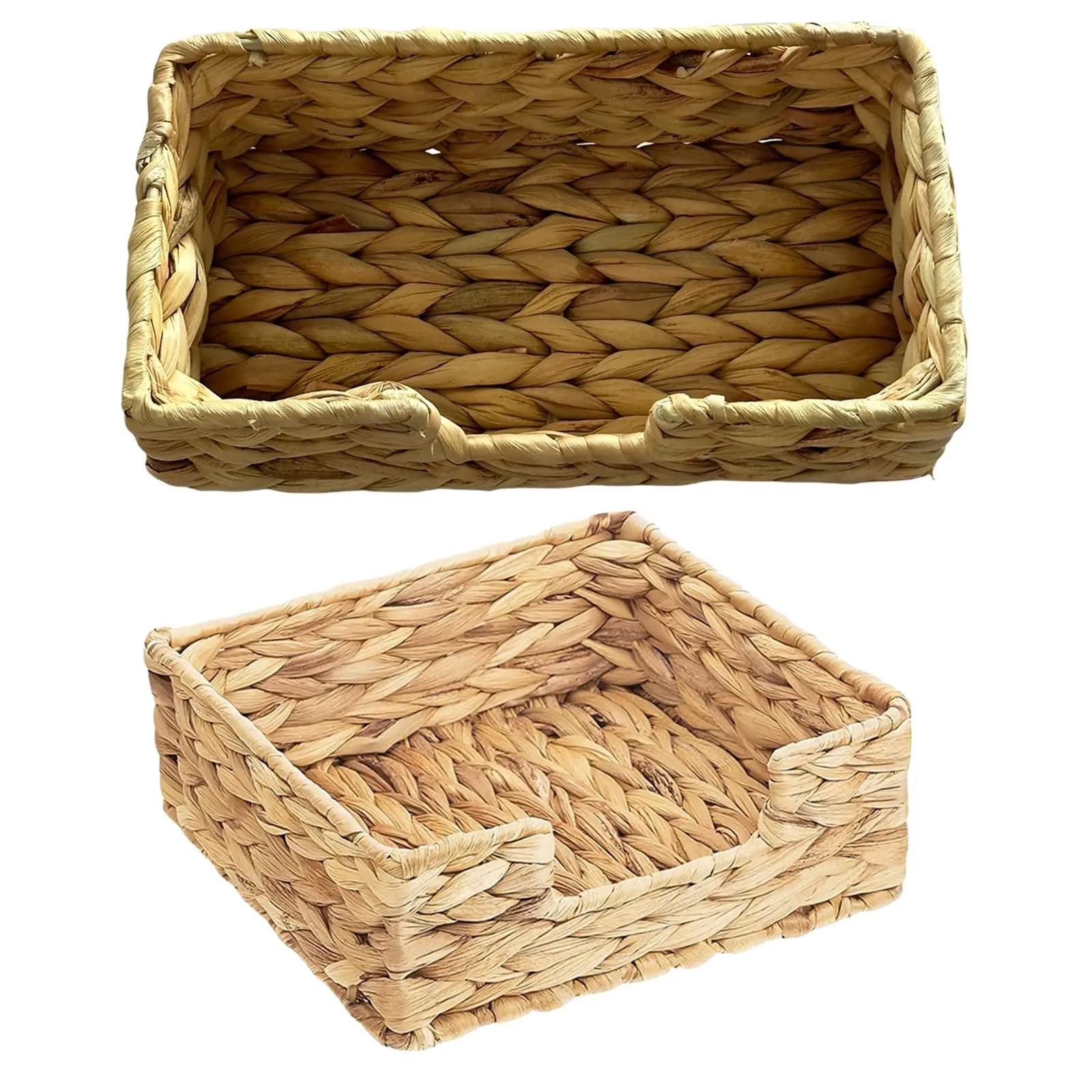 Cesti Intrecciati in Rattan, Organizer per Snack, Vassoio di Servizio, Contenitore Organizzatore per Scrivania, Scaffali, Camera da Letto, Hotel, Decorazione Casa
