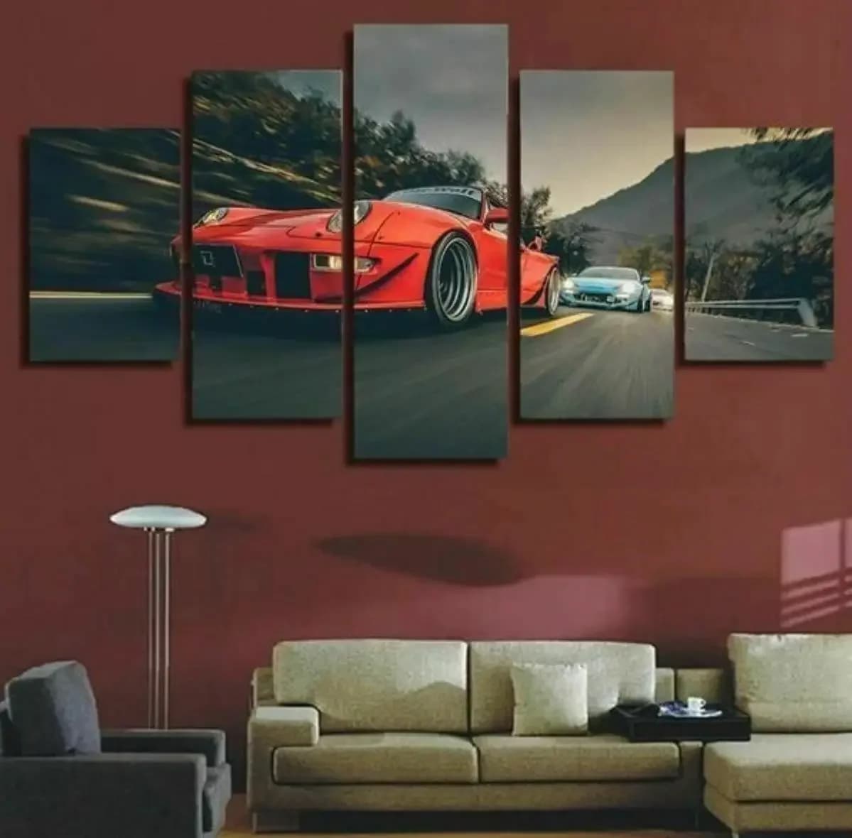 Without Frame Fast Red Sports Car 5 Pieces Image On Canvas Print Wall Art Canvas Painting Wall Decoration for Living Room Poster
