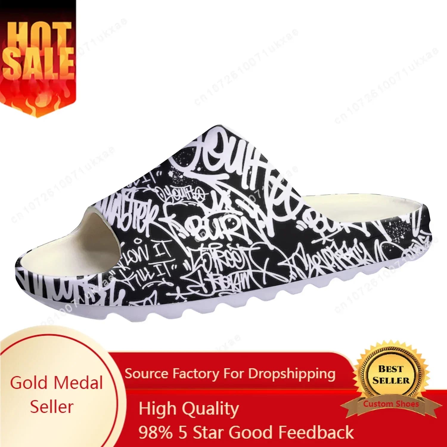 Street Art Graffiti Soft Sole Sllipers Home Clogs Customized Step on Water Shoes Mens Womens Teenager Step in Sandals
