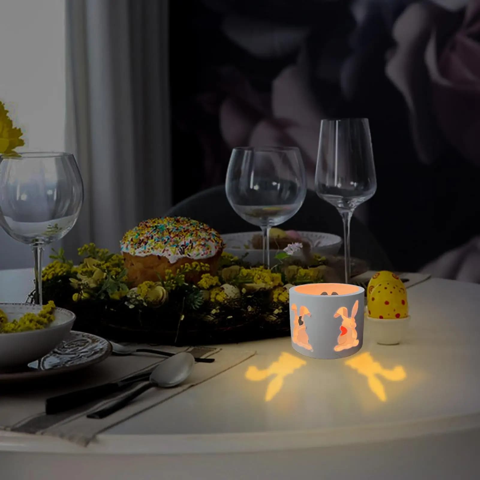 Candle Holder Mold Food Grade Non Stick Mould Hollow Rabbit Design Silicone Molds For Wax Epoxy Resin Plaster Soybeans Holidays