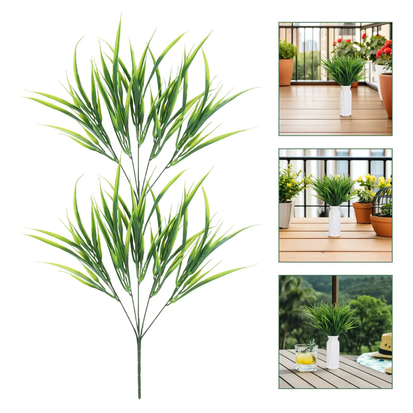 5 Pezzi di Erba Artificiale Verde, Piante da Giardino Realistiche, Arbusti Sempreverdi Decorativi, Piante Finte per Balcone e Portico