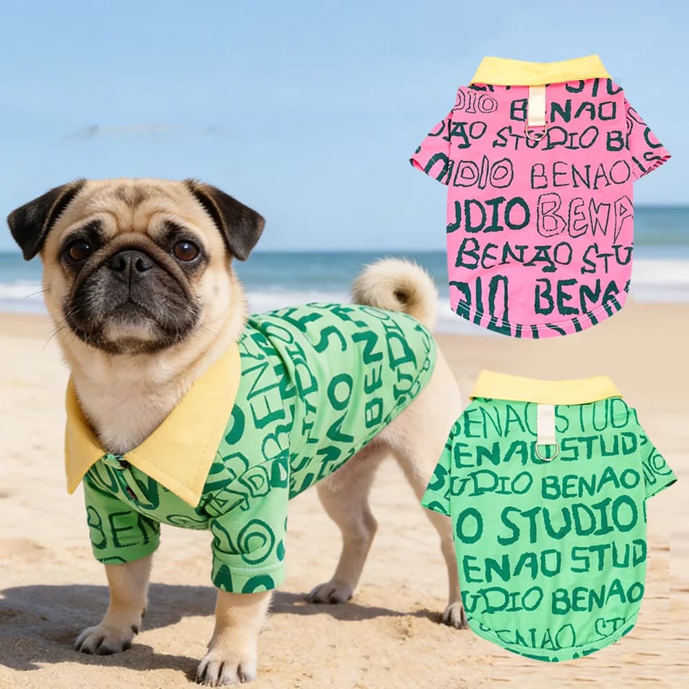 Maglietta Polo per Cani e Gatti - Abbigliamento Traspirante in Cotone con Colletto - Magliette con Scritte Carine per Animali Domestici di Piccola, Media e Grande Taglia - Cuccioli