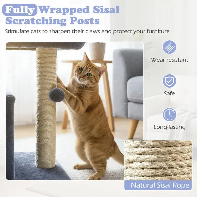 Piccolo Albero per Gatti con Ampia Posa Imbottita in Peluche per Gatti da Interno - Grigio Scuro