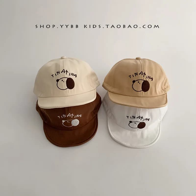 Cute Dog Baby Duck Tongue Hat Solid Cotton Children Peaked Cap 5-24Month Newborn Sunshade Visors Soft Brim Kids Baseball Caps