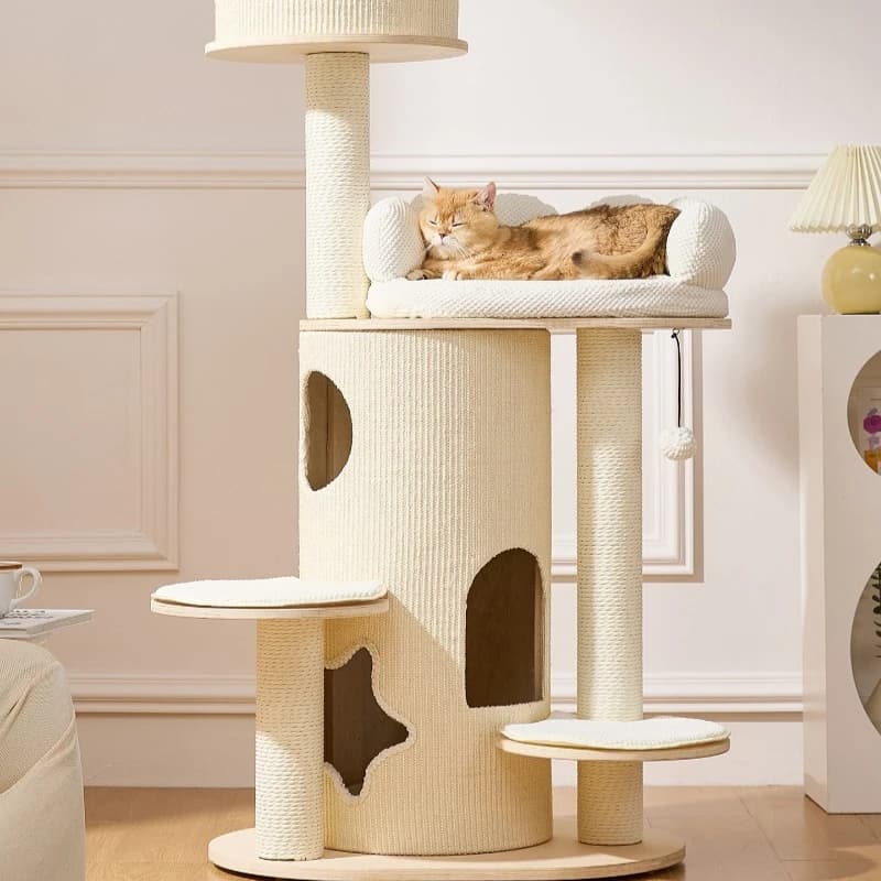 Divano in legno massello con struttura per gatti, cuccia e albero per gatti integrati, ideale per piccoli appartamenti, non occupa molto spazio, scaffale per gatti da casa.