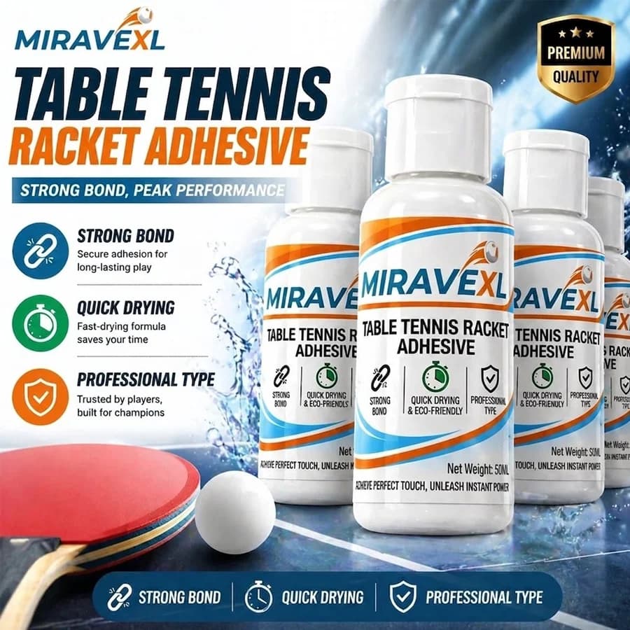 MIRAVEXL 50ml ad Alta Velocità ​ ​ Colla liquida per racchette da ping pong — Adesivo professionale per gomme da racchetta (include applicatore in spugna)