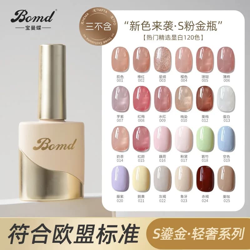 Baoman Die 2026 new collection gel nail polish—trendy icy sheer nude, cherry red, and black—exclusive for nail salons.