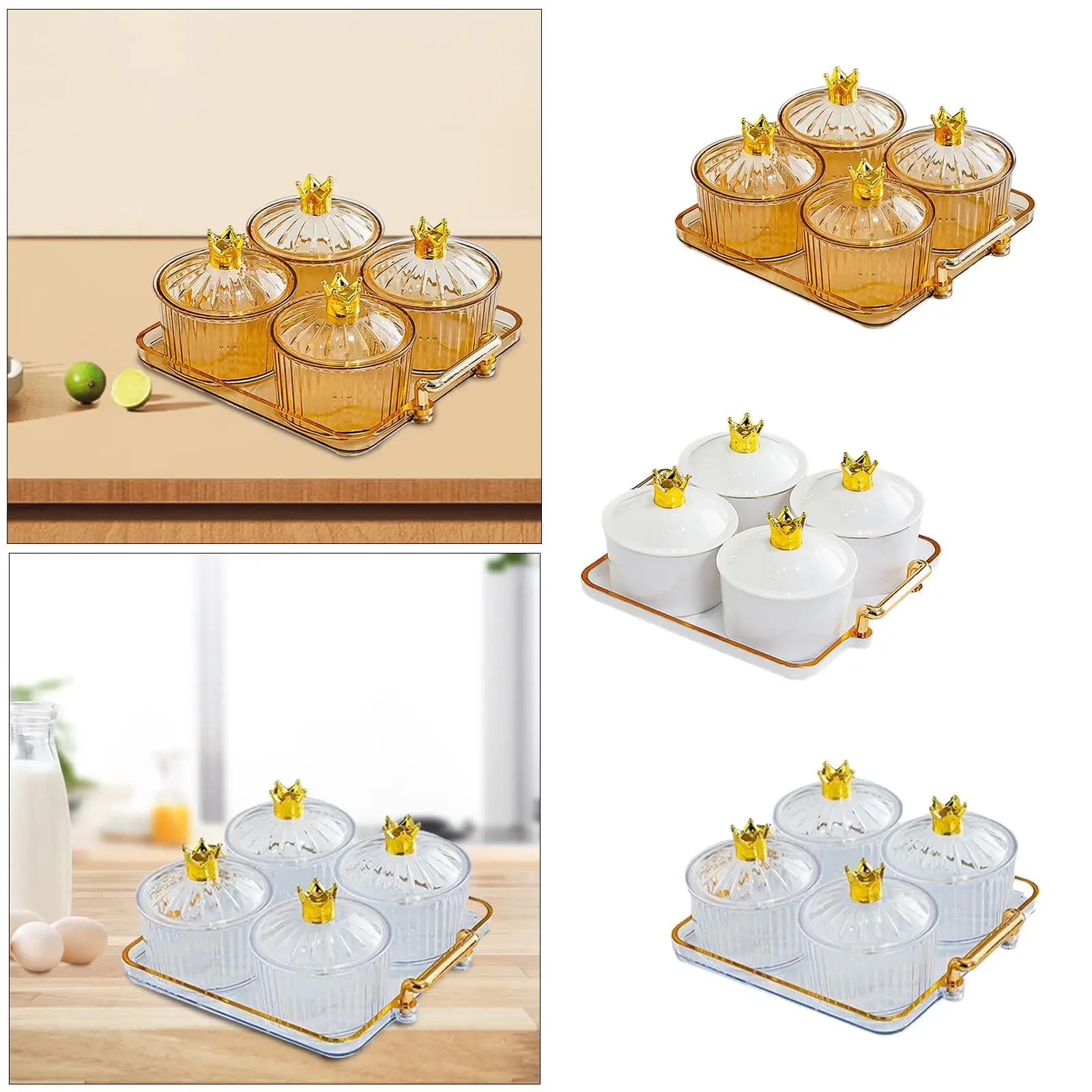 4 Grids Dried Fruit Snack Serving Plate Divided Serving Platter Appetizer Plate for Wedding Party Dining Room Living Room Candy