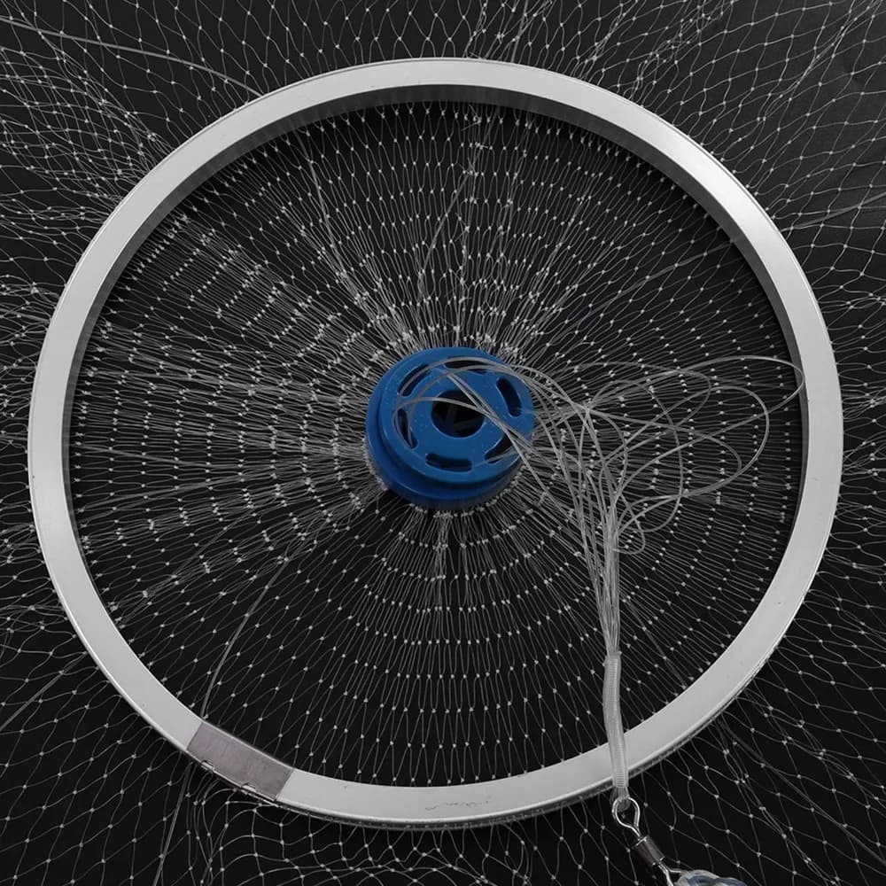 Nylon Monofilament Cast Fishing Net Aluminum Frame with Steel Sinker Cast Net 8ft 12ft 16ft Hand Throw Net Freshwater Fishing