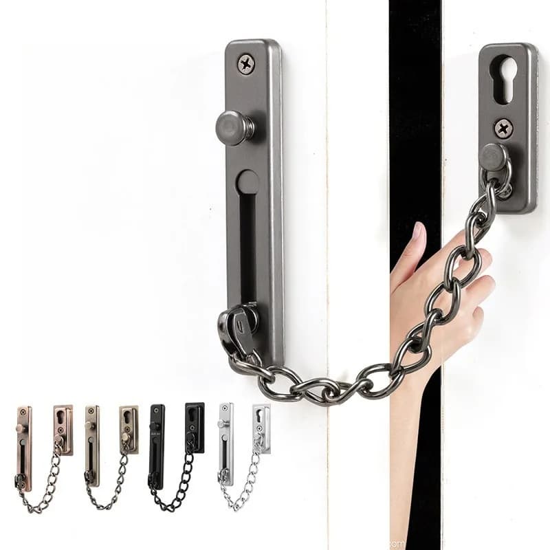 Catena Antifurto in Acciaio Inox, Serratura per Porta d'Ingresso, Chiusura di Sicurezza per Hotel, Catena Antifurto con Chiave