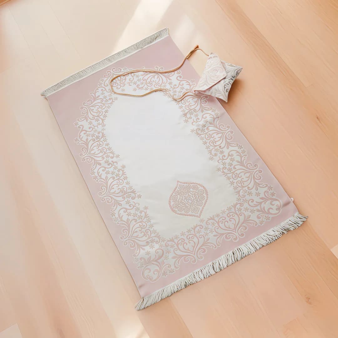 Tappeto da preghiera islamico con rosario e borsa portatile, regalo musulmano per donne e uomini, tappetino morbido, tappeto turco per Hajj.